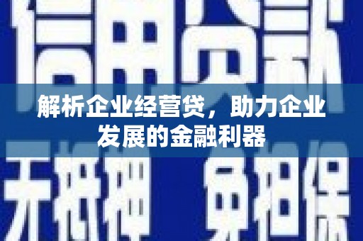 万丹解析企业经营贷，助力企业发展的金融利器