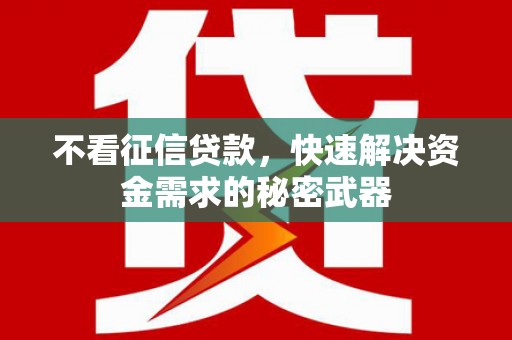 万丹不看征信贷款，快速解决资金需求的秘密武器
