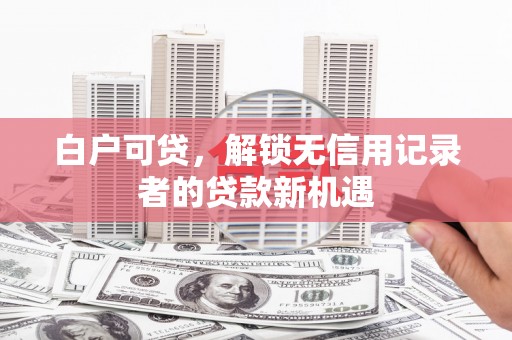万丹白户可贷，解锁无信用记录者的贷款新机遇