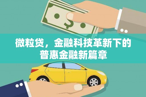 万丹微粒贷，金融科技革新下的普惠金融新篇章