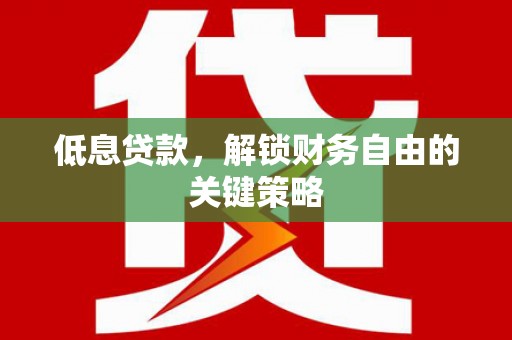 万丹低息贷款，解锁财务自由的关键策略