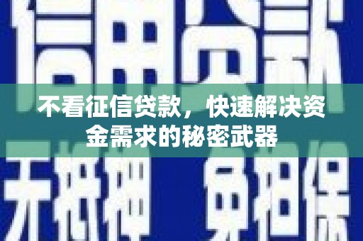 万丹不看征信贷款，快速解决资金需求的秘密武器
