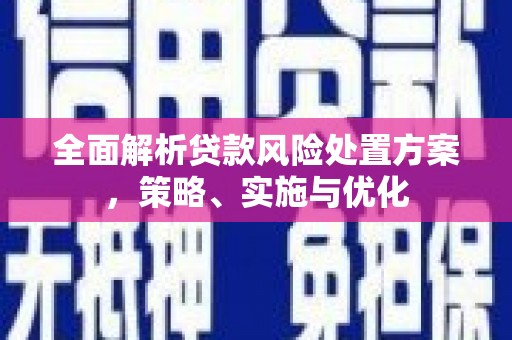 万丹全面解析贷款风险处置方案，策略、实施与优化